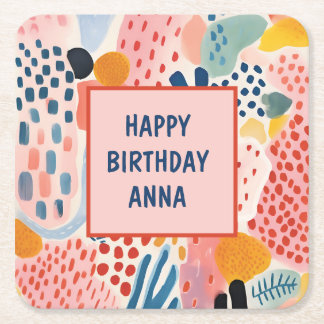 Dessous-de-verre Carré En Papier Animal Abstrait Moderne Retro Coloré