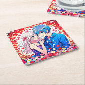 Dessous-de-verre Carré En Papier Anime Couple Mariage unique (Incliné)