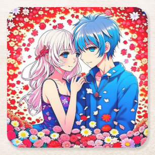 Dessous-de-verre Carré En Papier Anime Couple Mariage unique