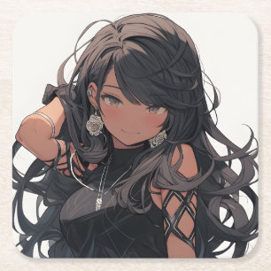 Dessous-de-verre Carré En Papier Anime girl #1