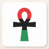 Dessous-de-verre Carré En Papier Ankh rouge, noir et vert (Devant)