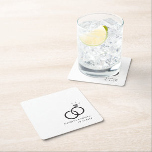 Dessous-de-verre Carré En Papier Anneaux fiançailles Script de partie d'engagemen