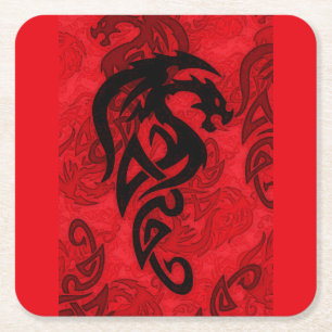 Dessous-de-verre Carré En Papier Année chinoise de l'art du dragon