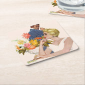 Dessous-de-verre Carré En Papier Anniversaire (Incliné)