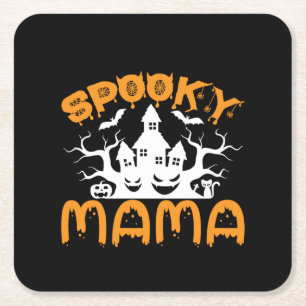 Dessous-de-verre Carré En Papier Anniversaire de Halloween Éffrayant Mama
