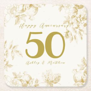 Dessous-de-verre Carré En Papier Anniversaire de mariage écriture personnalisée vin