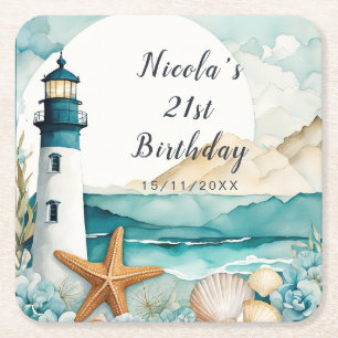 Dessous-de-verre Carré En Papier Anniversaire du phare nautique