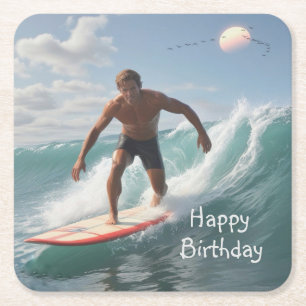 Dessous-de-verre Carré En Papier Anniversaire du surf
