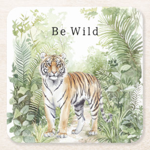 Dessous-de-verre Carré En Papier Anniversaire du Tigre de la Jungle