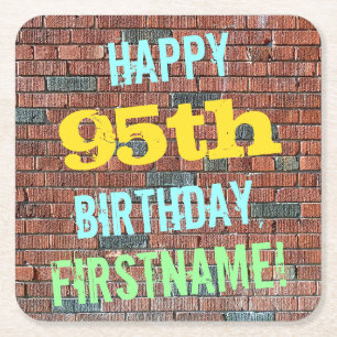 Dessous-de-verre Carré En Papier Anniversaire inspiré par graffiti de mur de