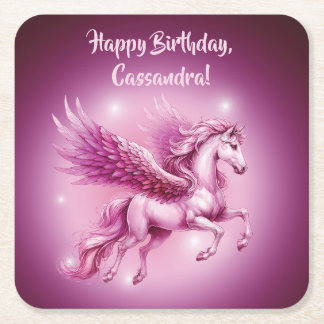 Dessous-de-verre Carré En Papier Anniversaire Pink Pegasus Design Imaginaire
