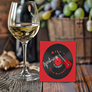 Dessous-de-verre Carré En Papier Anniversaire Retro Vinyl Record Rock Musique Rouge