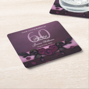 Dessous-de-verre Carré En Papier Anniversaire Roses & Pétales Gothiques Romantiques