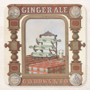 Dessous-de-verre Carré En Papier Annonce Vintage Pour Belfast Ginger Ale. 2