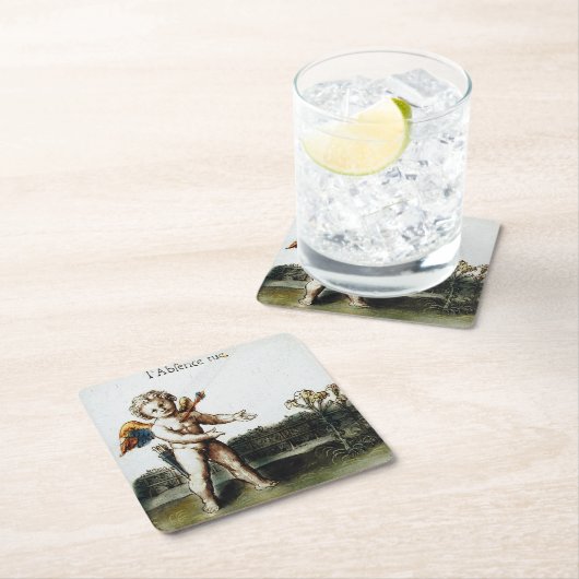 Dessous-de-verre Carré En Papier Antique amour cupide Vous Manquant Otto Van Veen (En situation)