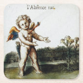 Dessous-de-verre Carré En Papier Antique amour cupide Vous Manquant Otto Van Veen (Devant)