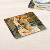 Dessous-de-verre Carré En Papier Antique Halloween Jack-o'-lantern Costume Femme (Incliné)