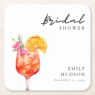 Dessous-de-verre Carré En Papier Aperol Spritz Floral Bridal Shower