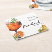 Dessous-de-verre Carré En Papier Aperol Spritz Orange Réception de Mariage d'Été (Incliné)