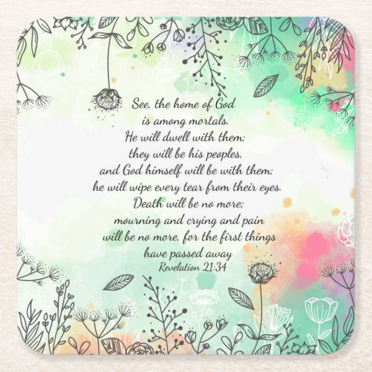 Dessous-de-verre Carré En Papier Apocalypse 21:34 (Devant)