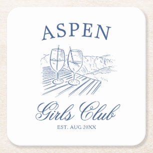 Dessous-de-verre Carré En Papier Après Ski avec la mariée à être Bach Week-end