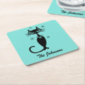 Dessous-de-verre Carré En Papier Aqua Atomic Retro Chat Coasters (Incliné)