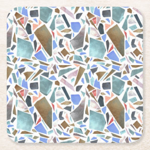Dessous-de-verre Carré En Papier Aquarelle Abstraite : arrière - plan blanc dessiné