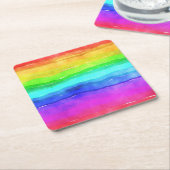 Dessous-de-verre Carré En Papier Aquarelle arc-en-ciel (Incliné)