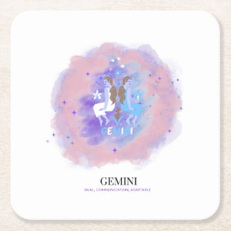 Dessous-de-verre Carré En Papier Aquarelle Astrologie - Dessous de Verre Gémeaux