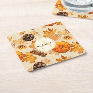 Dessous-de-verre Carré En Papier Aquarelle Automne Magie Parfums Vintages Monogramm