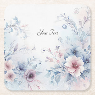 Dessous-de-verre Carré En Papier Aquarelle bleu rose Dessous de verre de papier flo