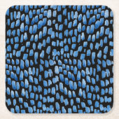 Dessous-de-verre Carré En Papier Aquarelle bracelet Shibori bleu sur noir (Devant)