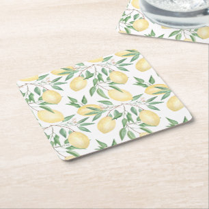 Dessous-de-verre Carré En Papier Aquarelle citrons agrumes