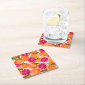 Dessous-de-verre Carré En Papier Aquarelle de pamplemousse (En situation)