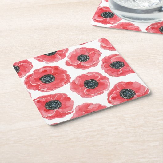 Dessous-de-verre Carré En Papier Aquarelle des papillons (Incliné)