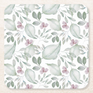 Dessous-de-verre Carré En Papier Aquarelle feuillage motif