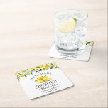 Dessous-de-verre Carré En Papier Aquarelle Floral Lemons Limoncello Mariage<br><div class="desc">Elégante aquarelle Jaune Flore Verdure Citrons Fabriqué maison Limoncello Mariage Dessous de verre Merci</div>
