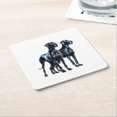 Dessous-de-verre Carré En Papier Aquarelle Great Danes (Incliné)
