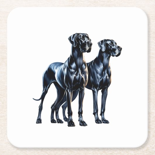 Dessous-de-verre Carré En Papier Aquarelle Great Danes (Devant)