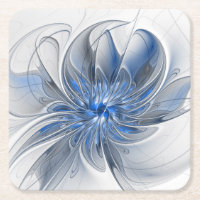 Aquarelle gris bleu Abstrait Fractal Art Flower