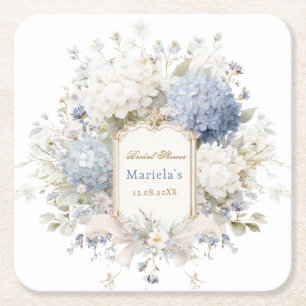 Dessous-de-verre Carré En Papier Aquarelle Hydrangea Royal Botanique Mariage