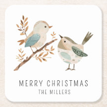 Aquarelle minimaliste Oiseaux Joyeux Noël