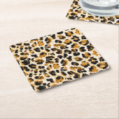 Dessous-de-verre Carré En Papier Aquarelle peau léopard, dégradé cravate-teint. (Incliné)