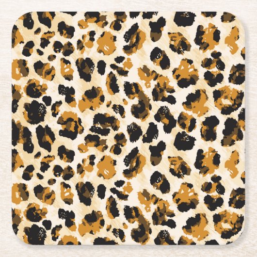Dessous-de-verre Carré En Papier Aquarelle peau léopard, dégradé cravate-teint. (Devant)
