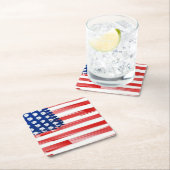 Dessous-de-verre Carré En Papier Aquarelle peinte drapeau américain (En situation)