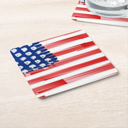 Dessous-de-verre Carré En Papier Aquarelle peinte drapeau américain (Incliné)
