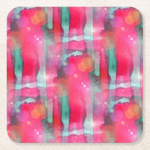 Dessous-de-verre Carré En Papier Aquarelle peinte par résumé d'éclat de Sun