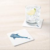 Dessous-de-verre Carré En Papier Aquarelle requin (En situation)