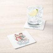 Dessous-de-verre Carré En Papier Aquarelle Snowman (En situation)