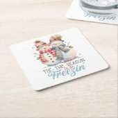 Dessous-de-verre Carré En Papier Aquarelle Snowman (Incliné)